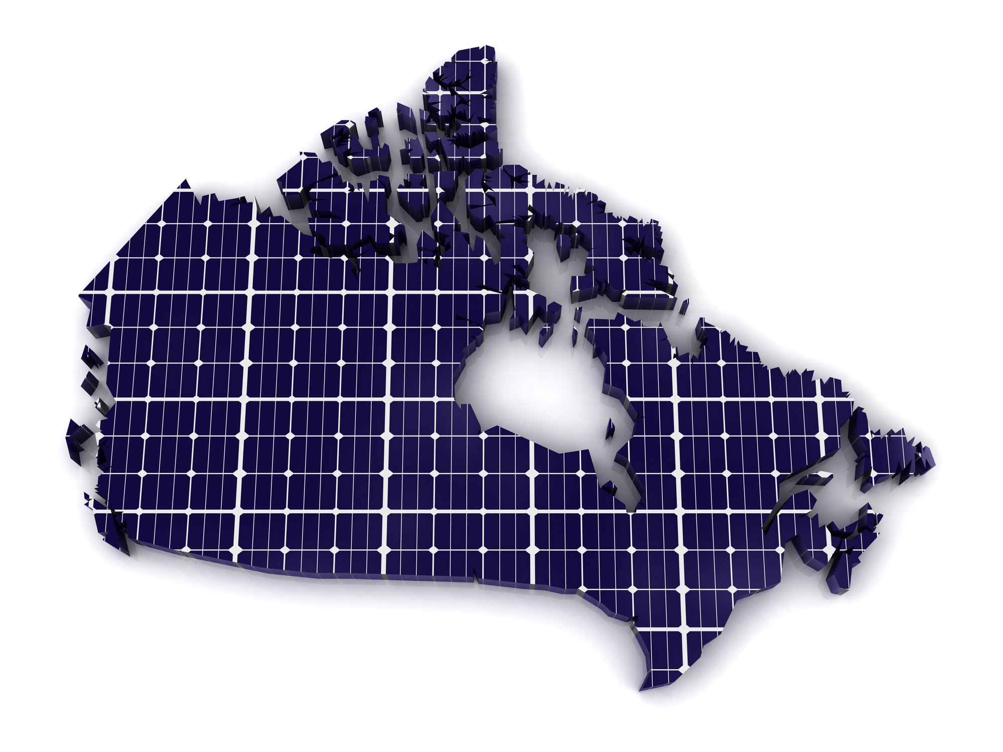  A geographical outline of Canada represented as a large solar PV panel.
