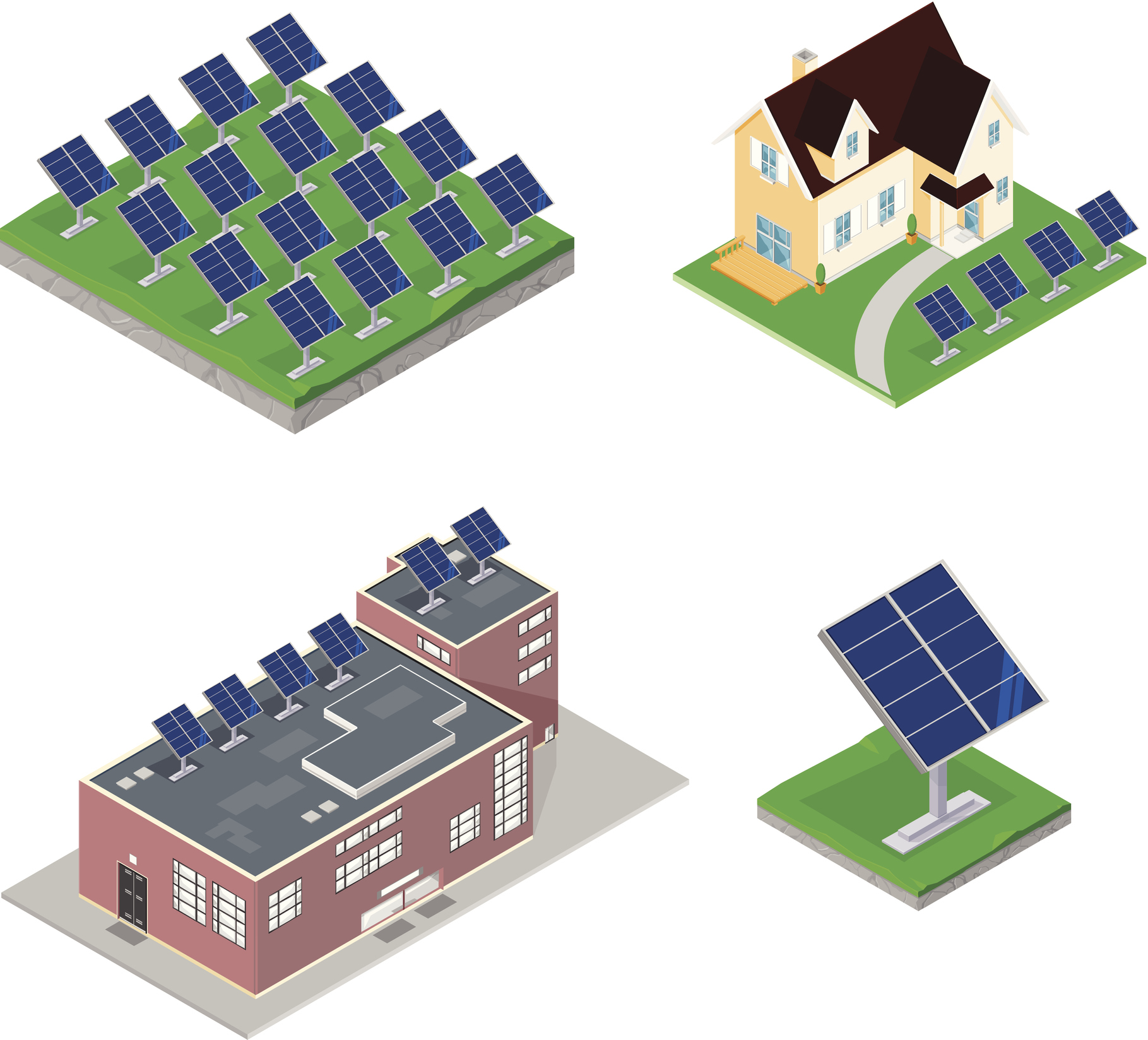 Infographic depicting different types of bifacial solar module installations