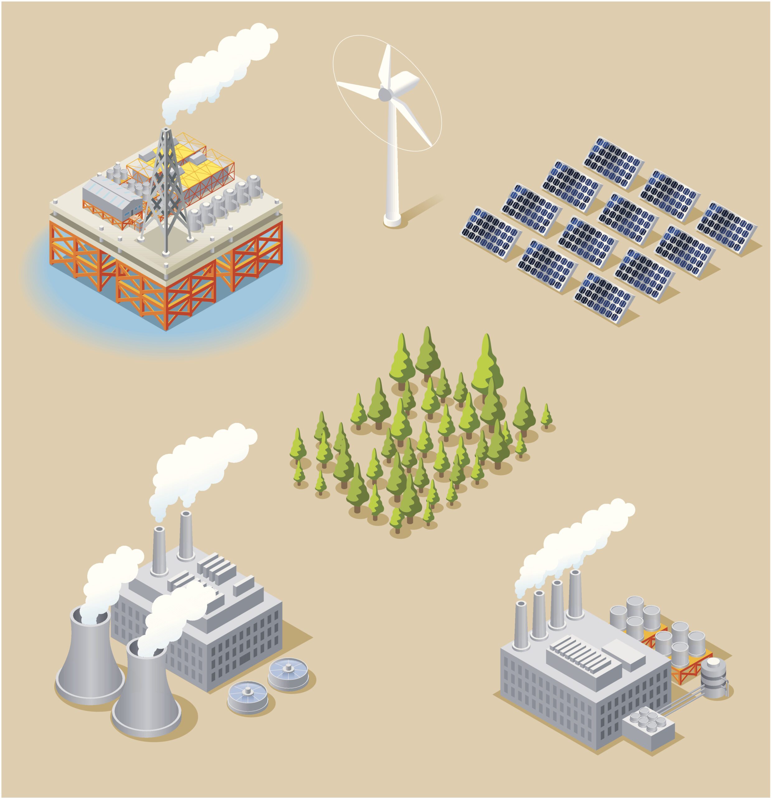 An infographic displaying various forms of energy production.