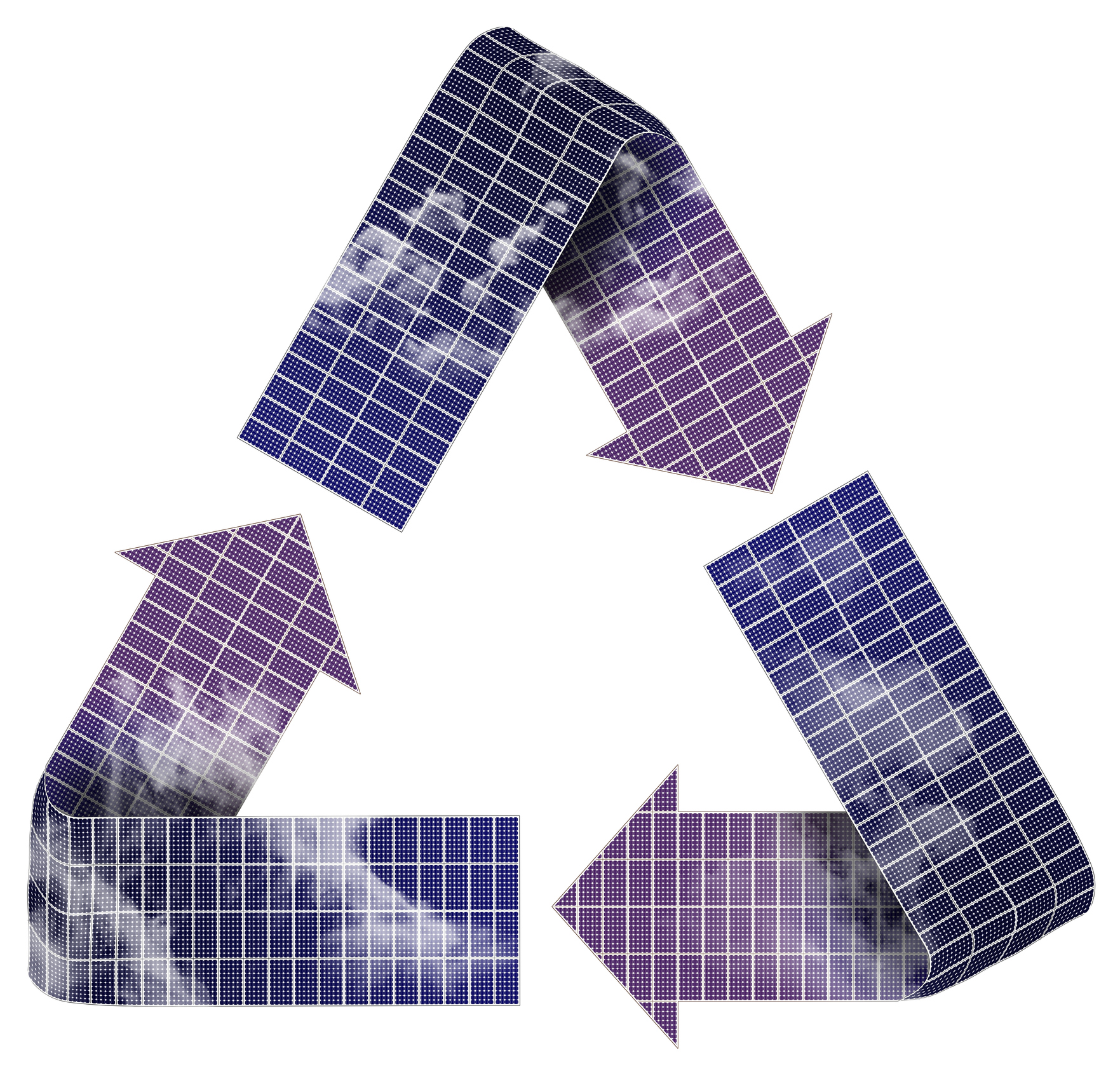 Illustration of the recycling symbol made out of solar panels.