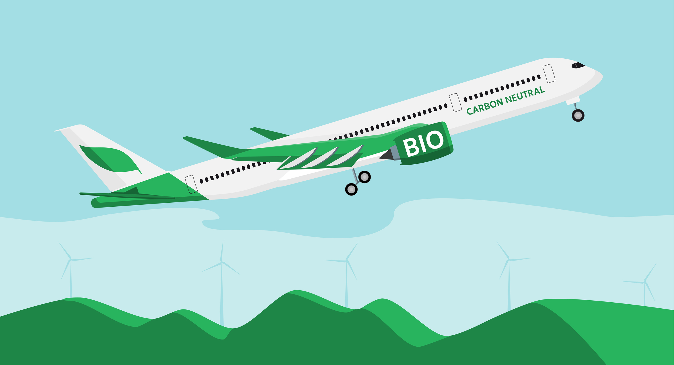 Illustration of carbon-neutral biofuel plane