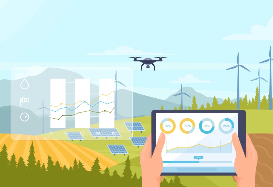 Illustration of innovative solar power monitoring via a drone
